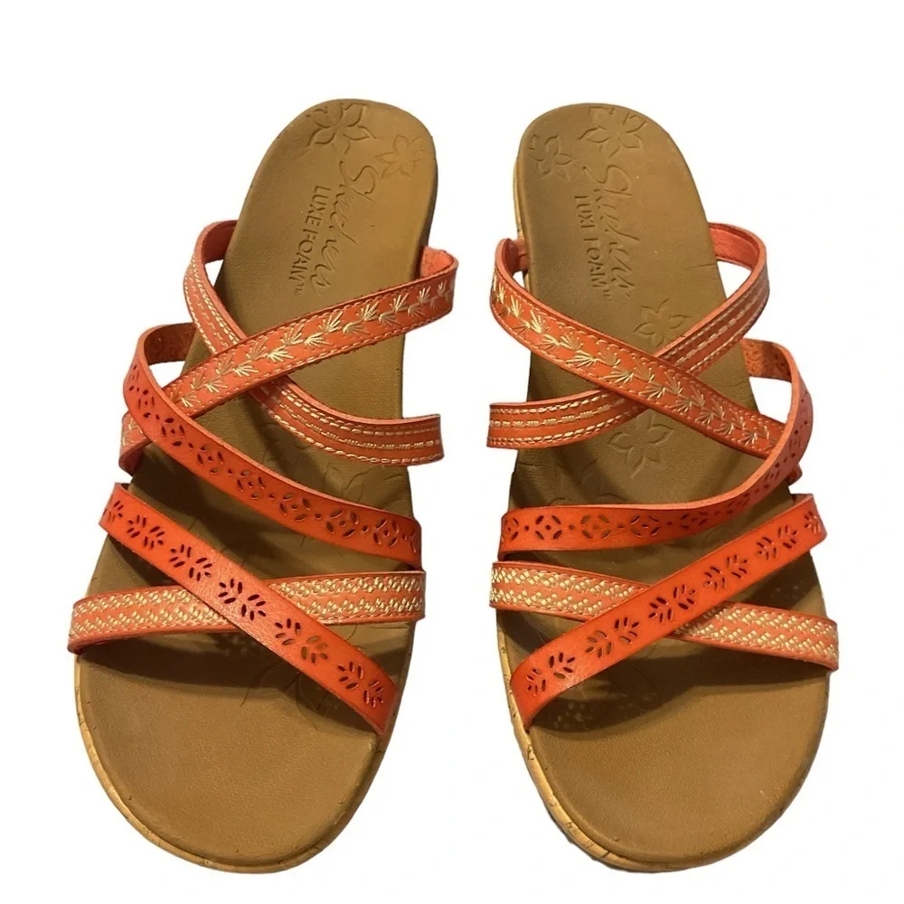 Sketchers Luxe Foam Tiger‎ Posee Coral Sandal size 11